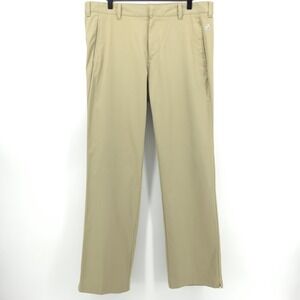 Adidas Mens Golf Pants 35x32 Khaki Tan 3-Stripe Performance Trousers